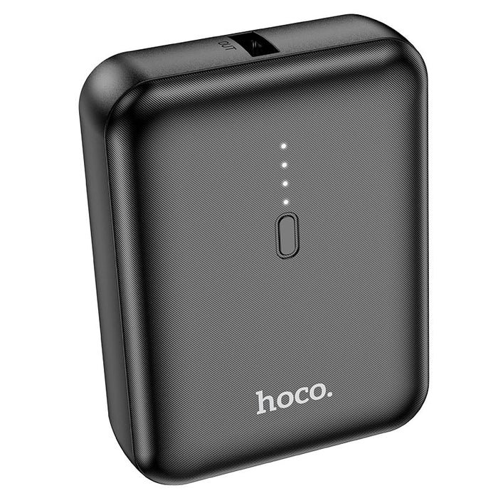 Power bank HOCO J96 Strider 5000mAh en color negro mostrando su indicador LED de carga